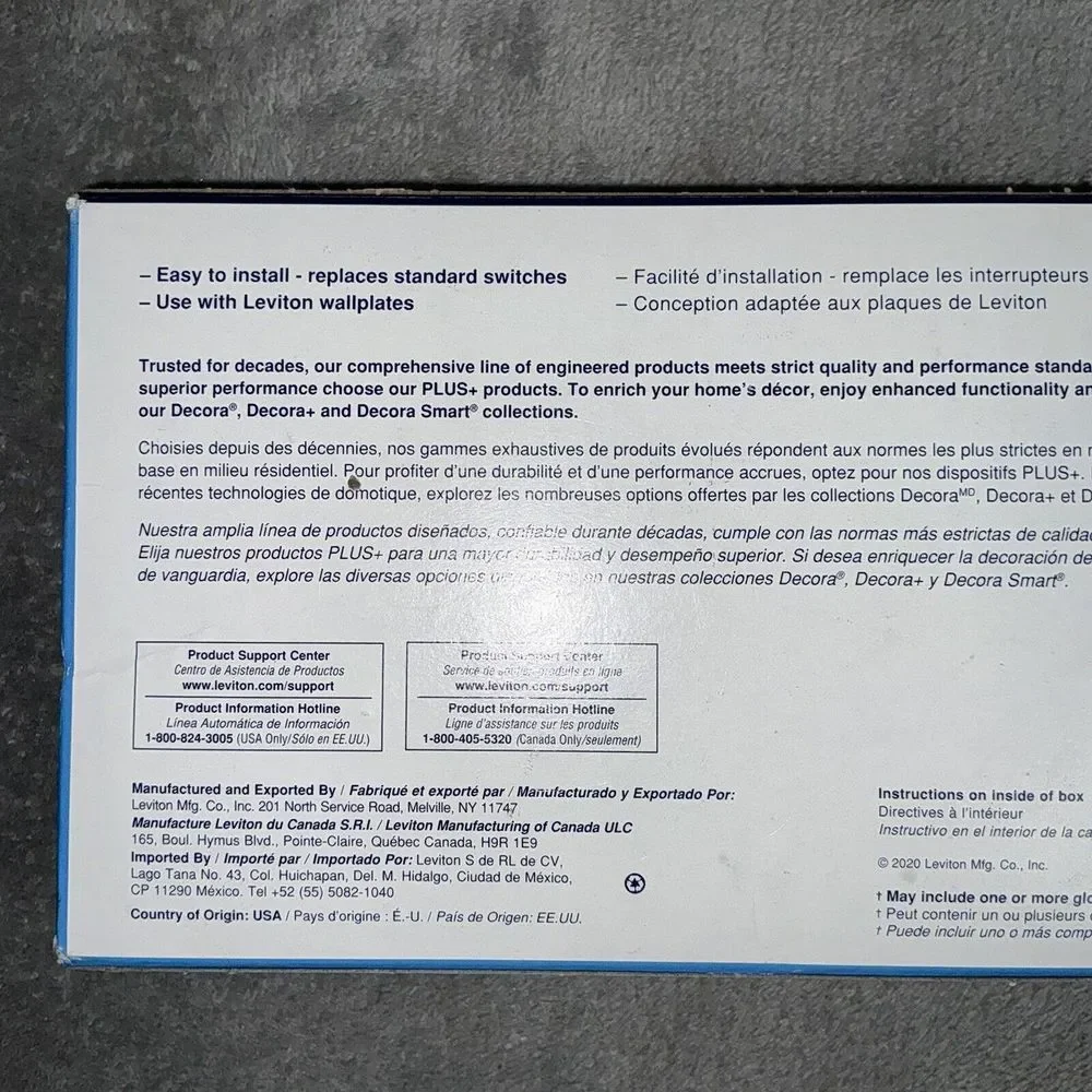 Leviton 15 Amp Single Pole Switch 120V AC/CA‎ 1451-2IM, Ivory (10 Pack)